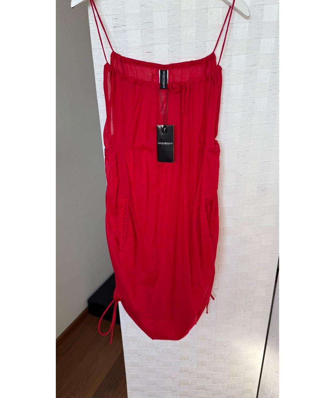 EMPORIO ARMANI Красная хлопковая туника, фото 3