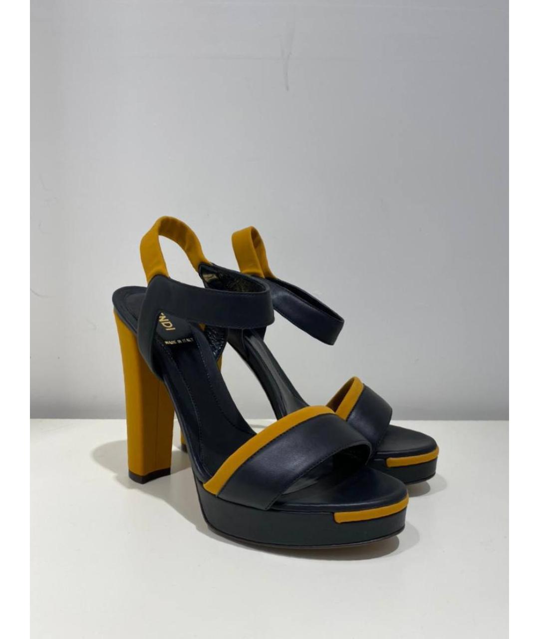 FENDI Темно-синие кожаные туфли, фото 2