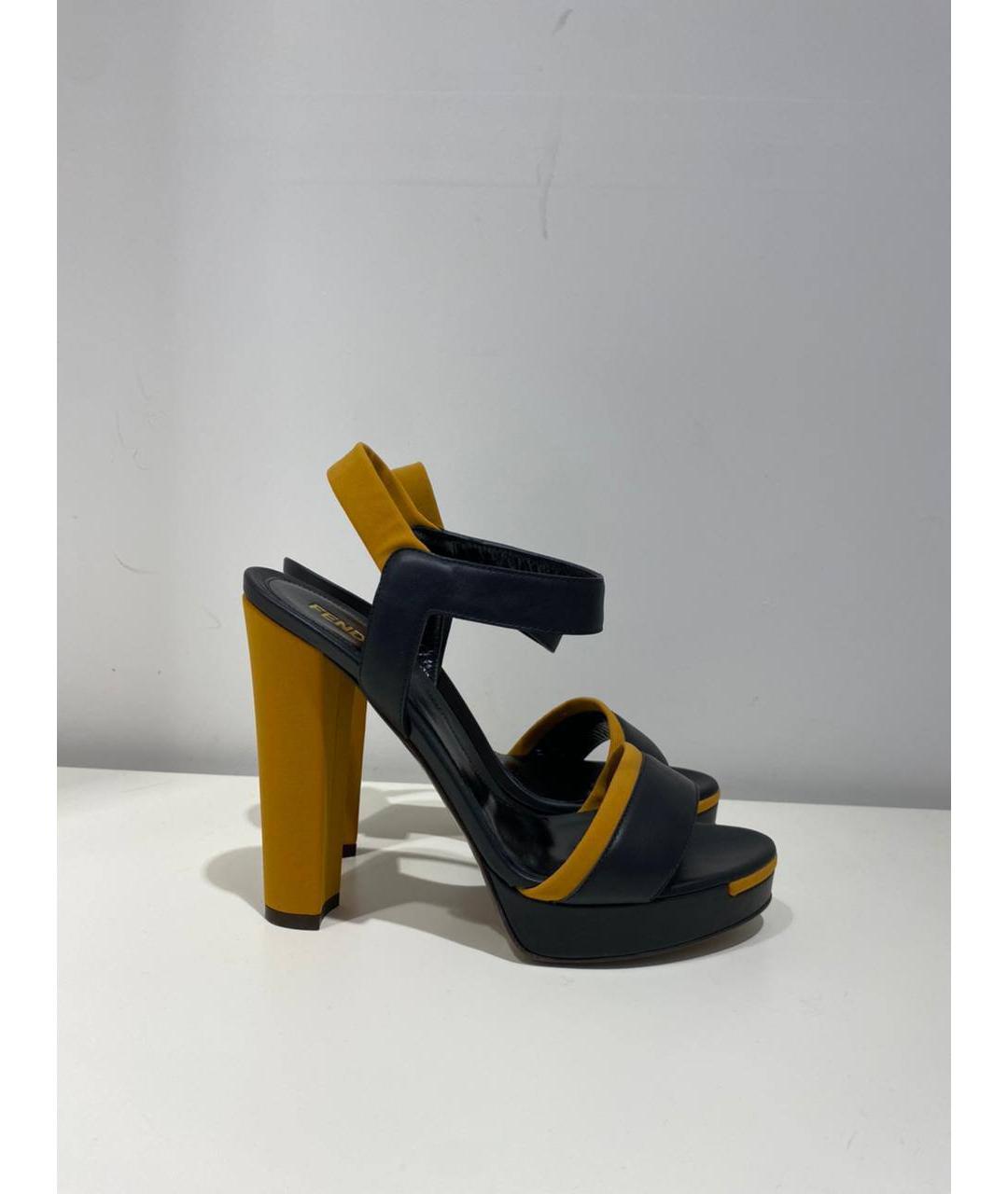 FENDI Темно-синие кожаные туфли, фото 4