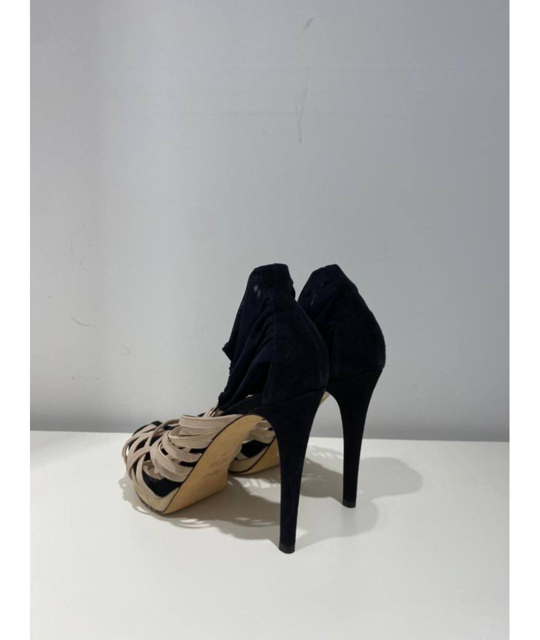 FENDI Темно-синие кожаные босоножки, фото 3