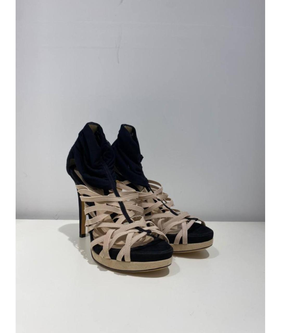 FENDI Темно-синие кожаные босоножки, фото 2