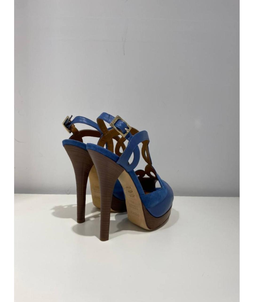 FENDI Синие кожаные босоножки, фото 3