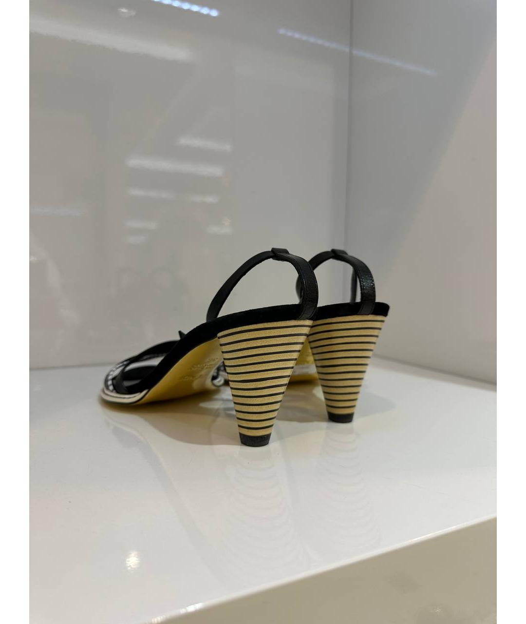 FENDI Черные кожаные босоножки, фото 4