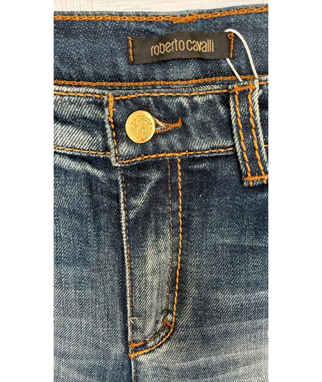 ROBERTO CAVALLI Синие хлопковые джинсы слим, фото 4