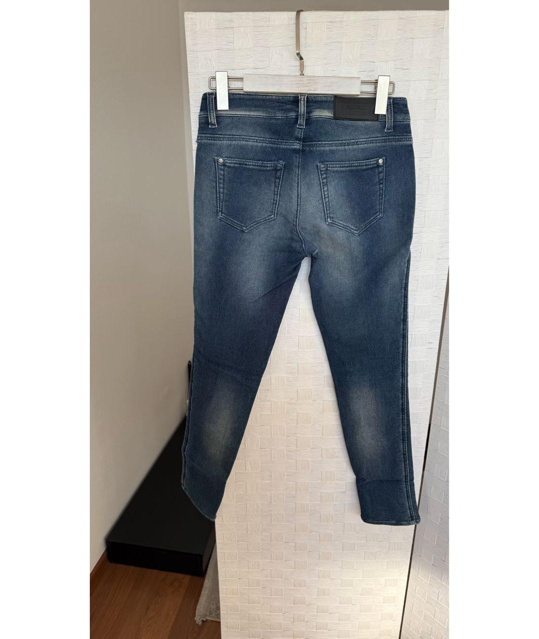 ERMANNO SCERVINO Темно-синие хлопко-полиэстеровые джинсы слим, фото 2