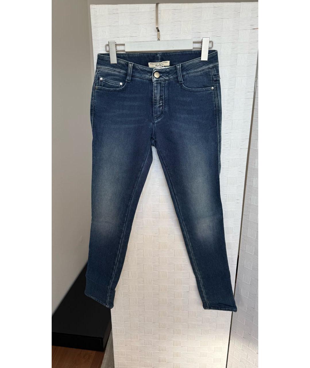 ERMANNO SCERVINO Темно-синие хлопко-полиэстеровые джинсы слим, фото 6