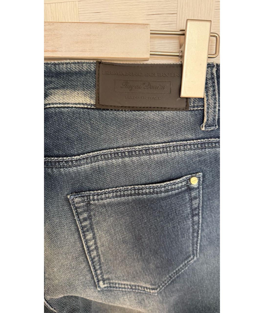 ERMANNO SCERVINO Темно-синие хлопко-полиэстеровые джинсы слим, фото 4