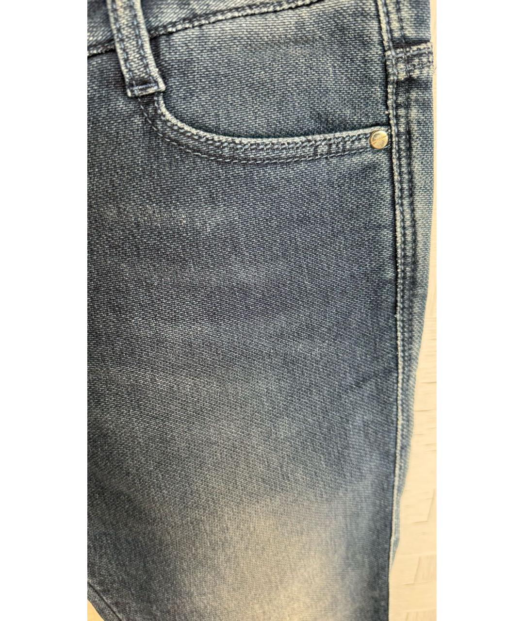 ERMANNO SCERVINO Темно-синие хлопко-полиэстеровые джинсы слим, фото 5