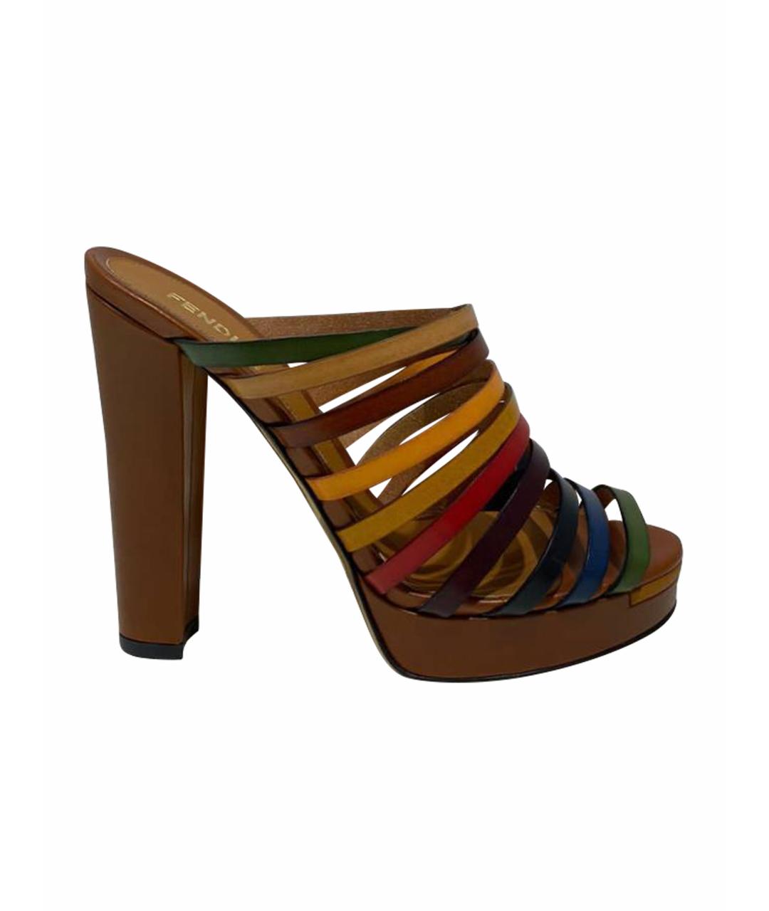 FENDI Мульти кожаные босоножки, фото 1