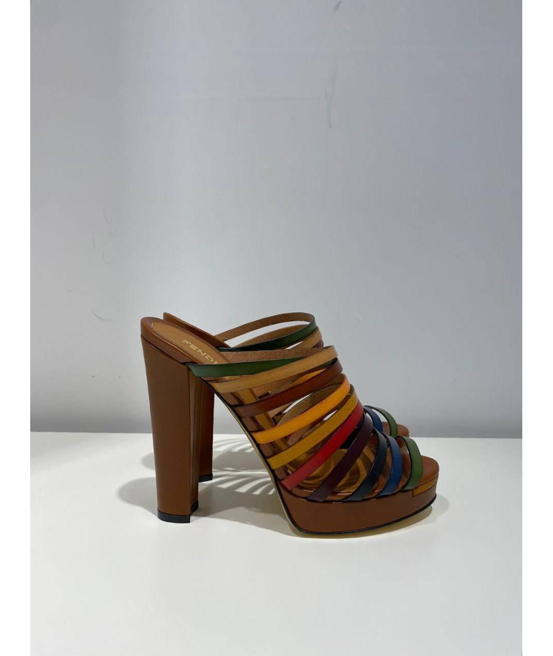 FENDI Мульти кожаные босоножки, фото 4