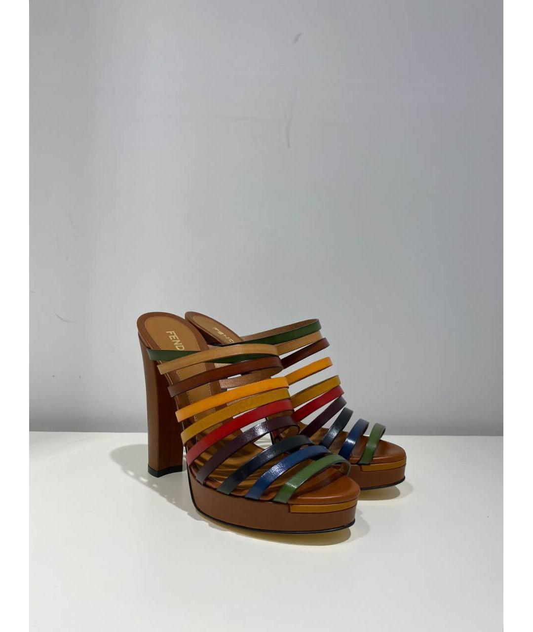 FENDI Мульти кожаные босоножки, фото 2