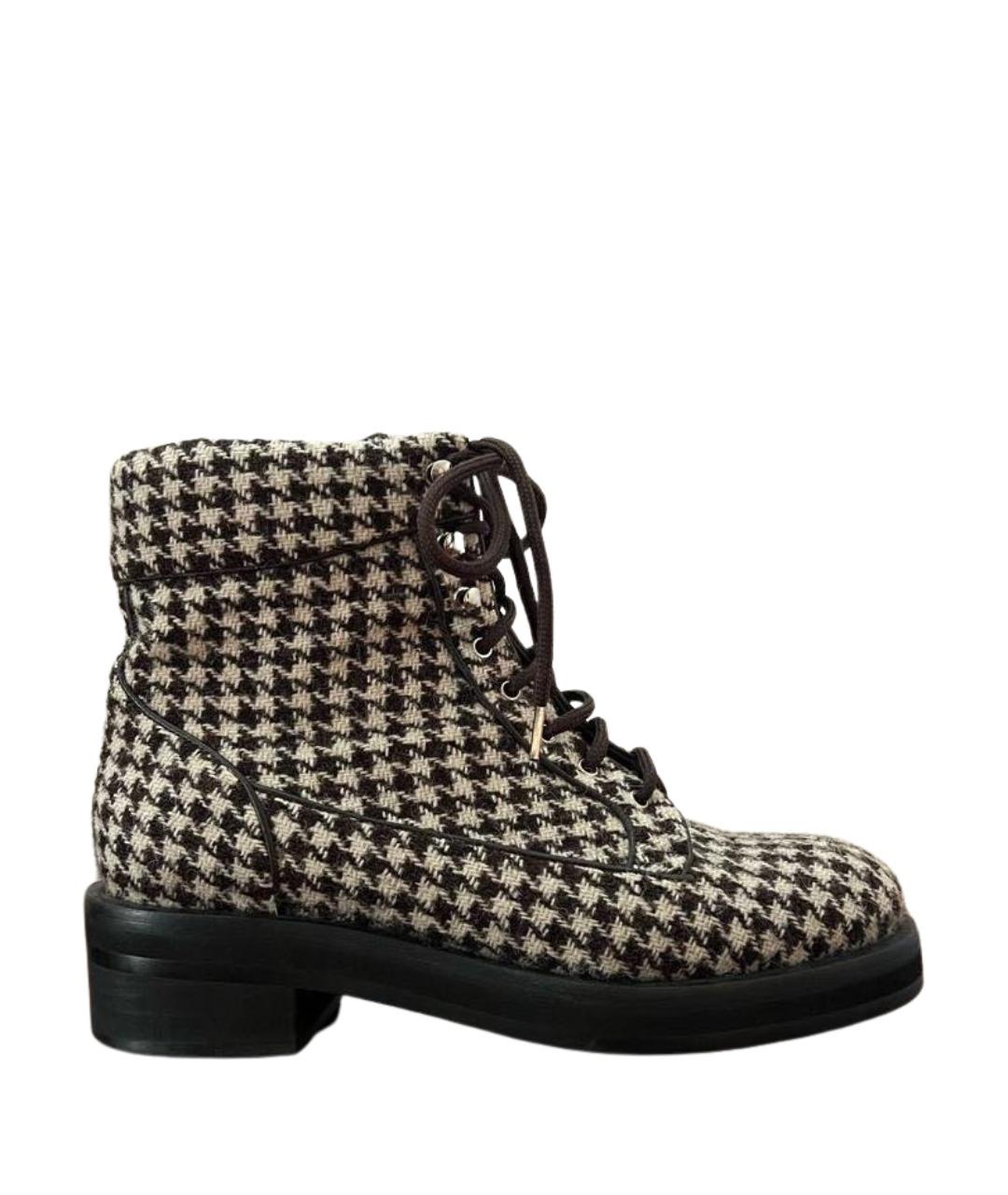 CHANEL Коричневые текстильные ботинки, фото 1