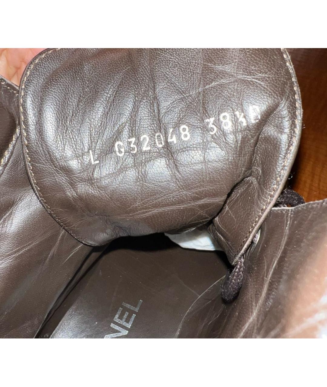 CHANEL Коричневые текстильные ботинки, фото 5