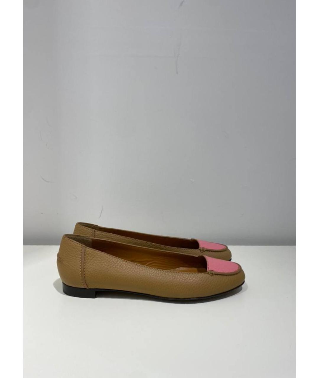 FENDI Коричневые кожаные балетки, фото 4