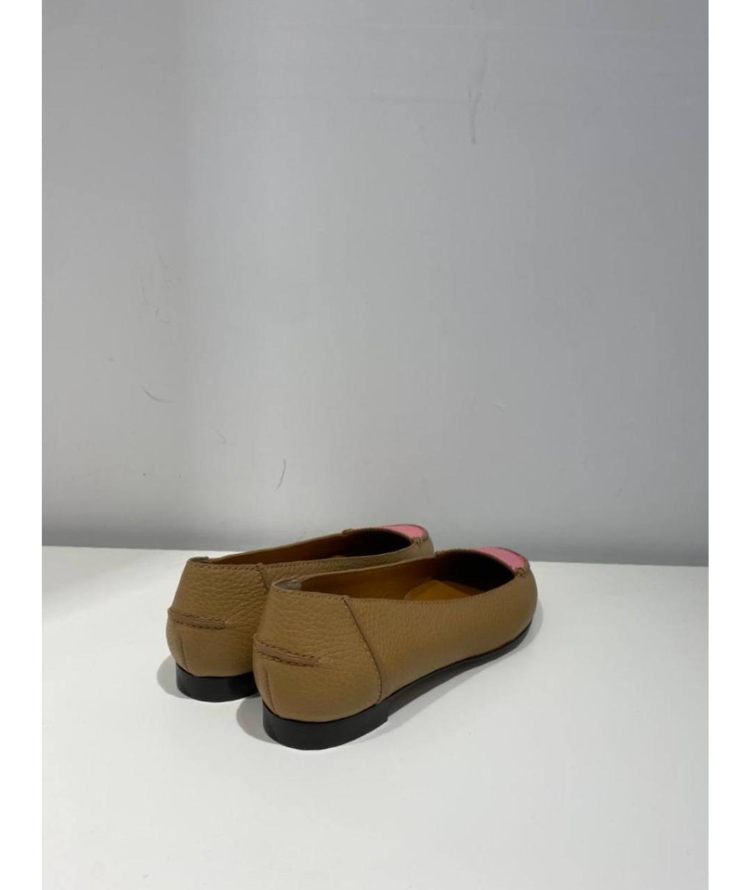 FENDI Коричневые кожаные балетки, фото 3