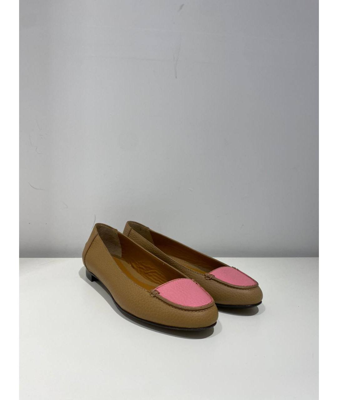 FENDI Коричневые кожаные балетки, фото 2