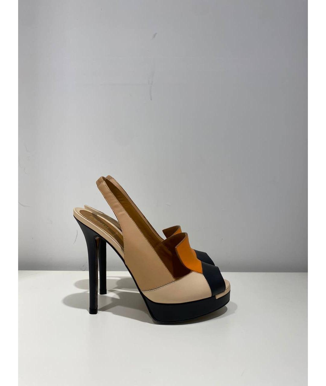 FENDI Бежевые кожаные туфли, фото 4