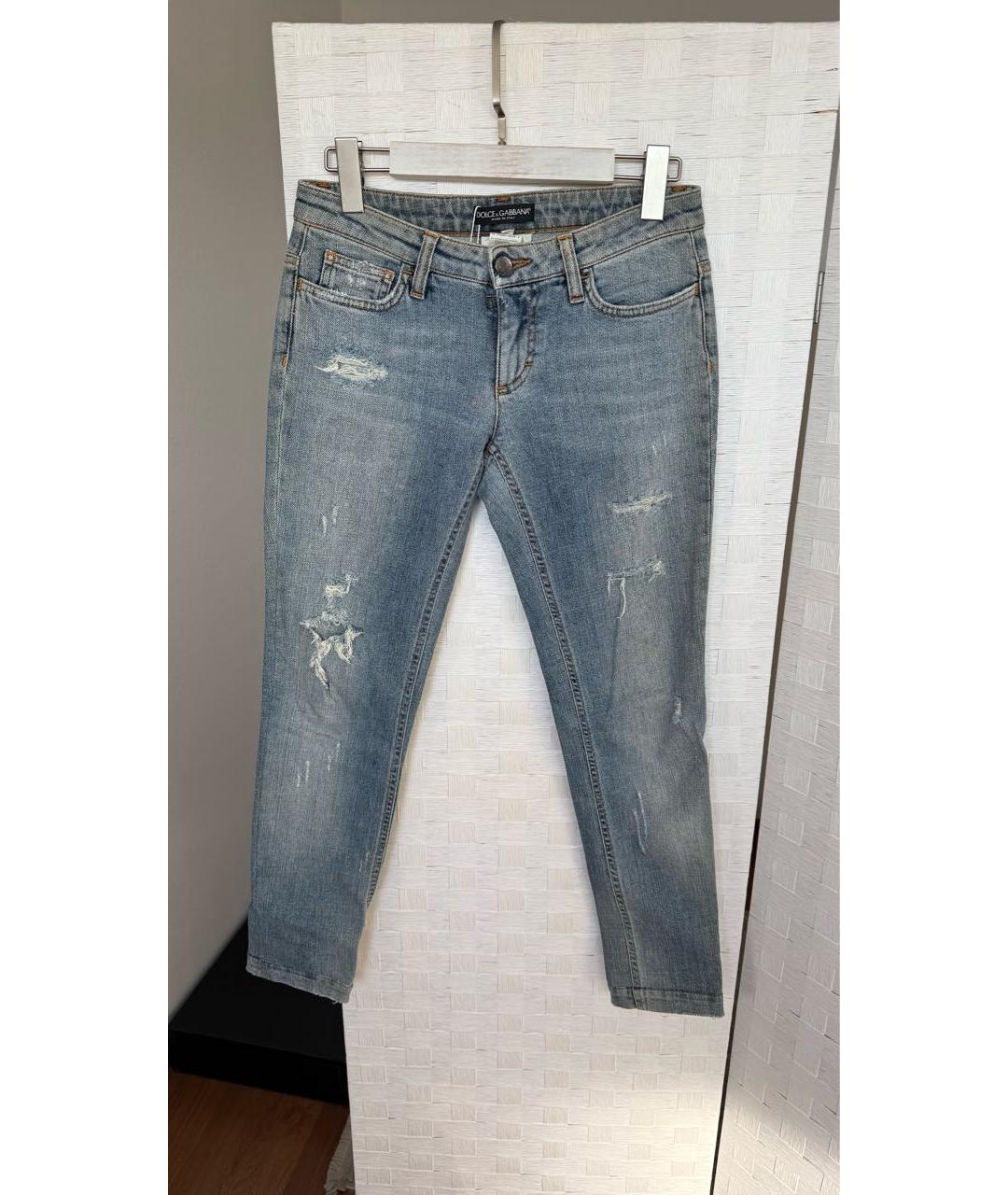 DOLCE&GABBANA Голубые хлопко-эластановые джинсы слим, фото 5