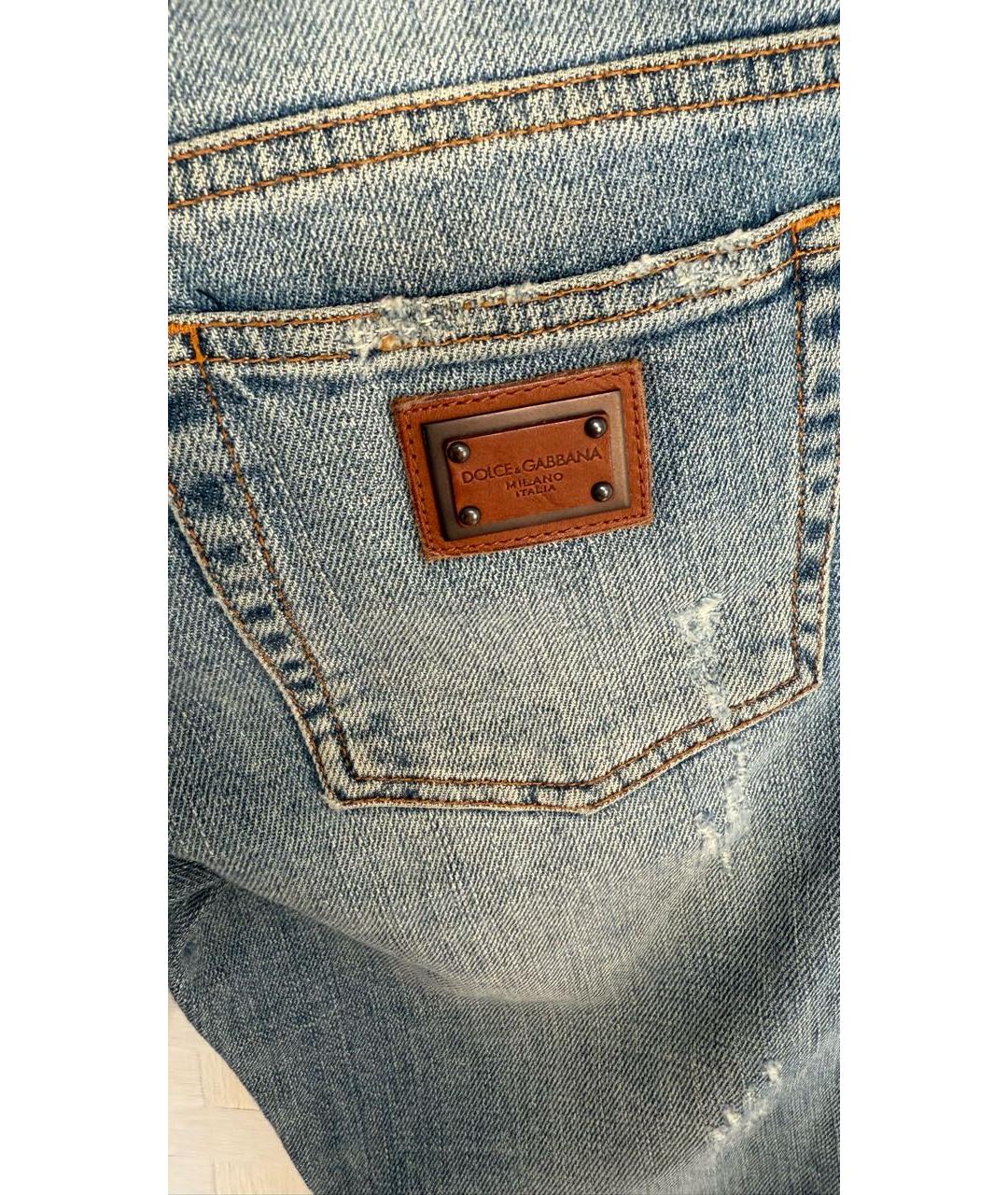 DOLCE&GABBANA Голубые хлопко-эластановые джинсы слим, фото 3