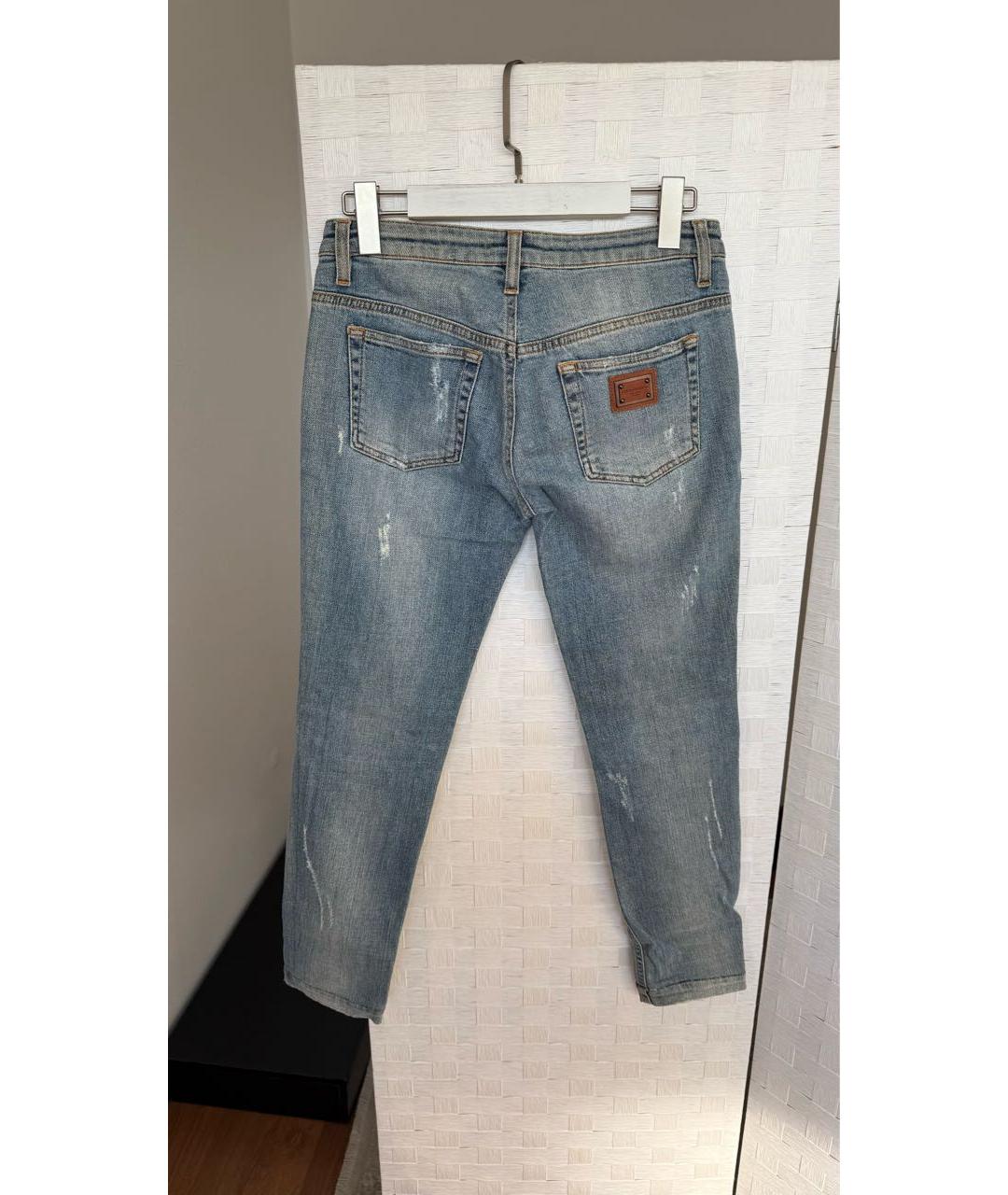 DOLCE&GABBANA Голубые хлопко-эластановые джинсы слим, фото 2