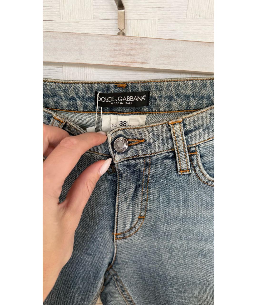 DOLCE&GABBANA Голубые хлопко-эластановые джинсы слим, фото 4