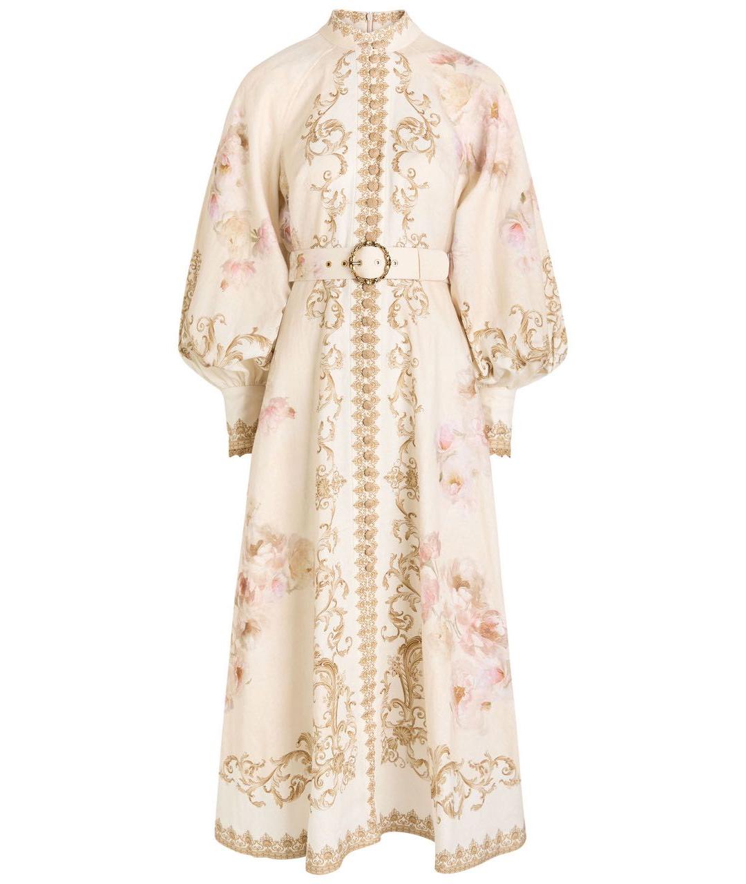 ZIMMERMANN Бежевое льняное коктейльное платье, фото 1