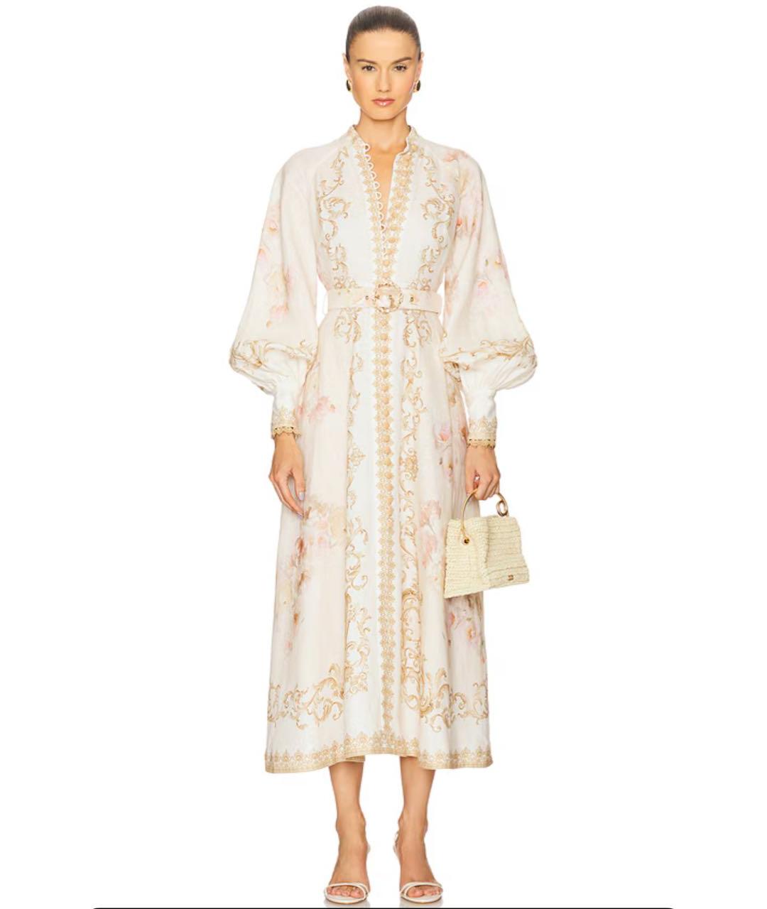 ZIMMERMANN Бежевое льняное коктейльное платье, фото 6