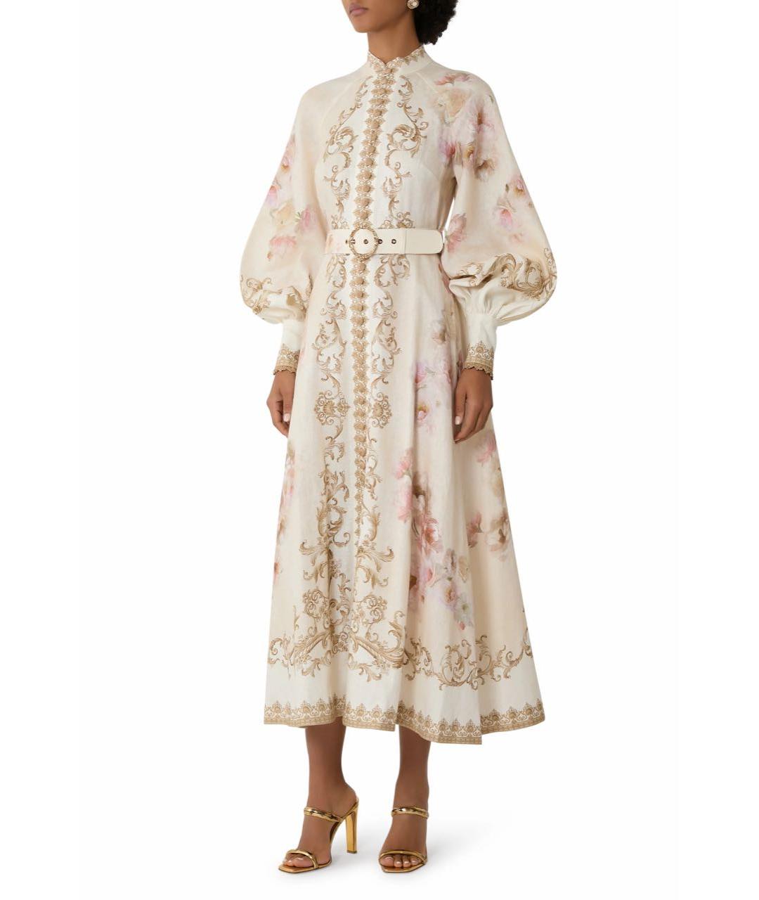 ZIMMERMANN Бежевое льняное коктейльное платье, фото 4