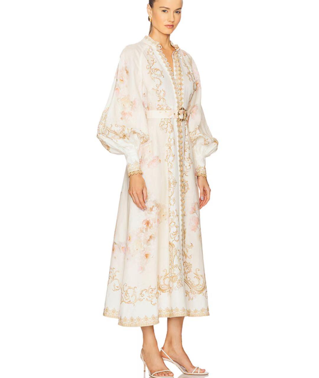 ZIMMERMANN Бежевое льняное коктейльное платье, фото 5