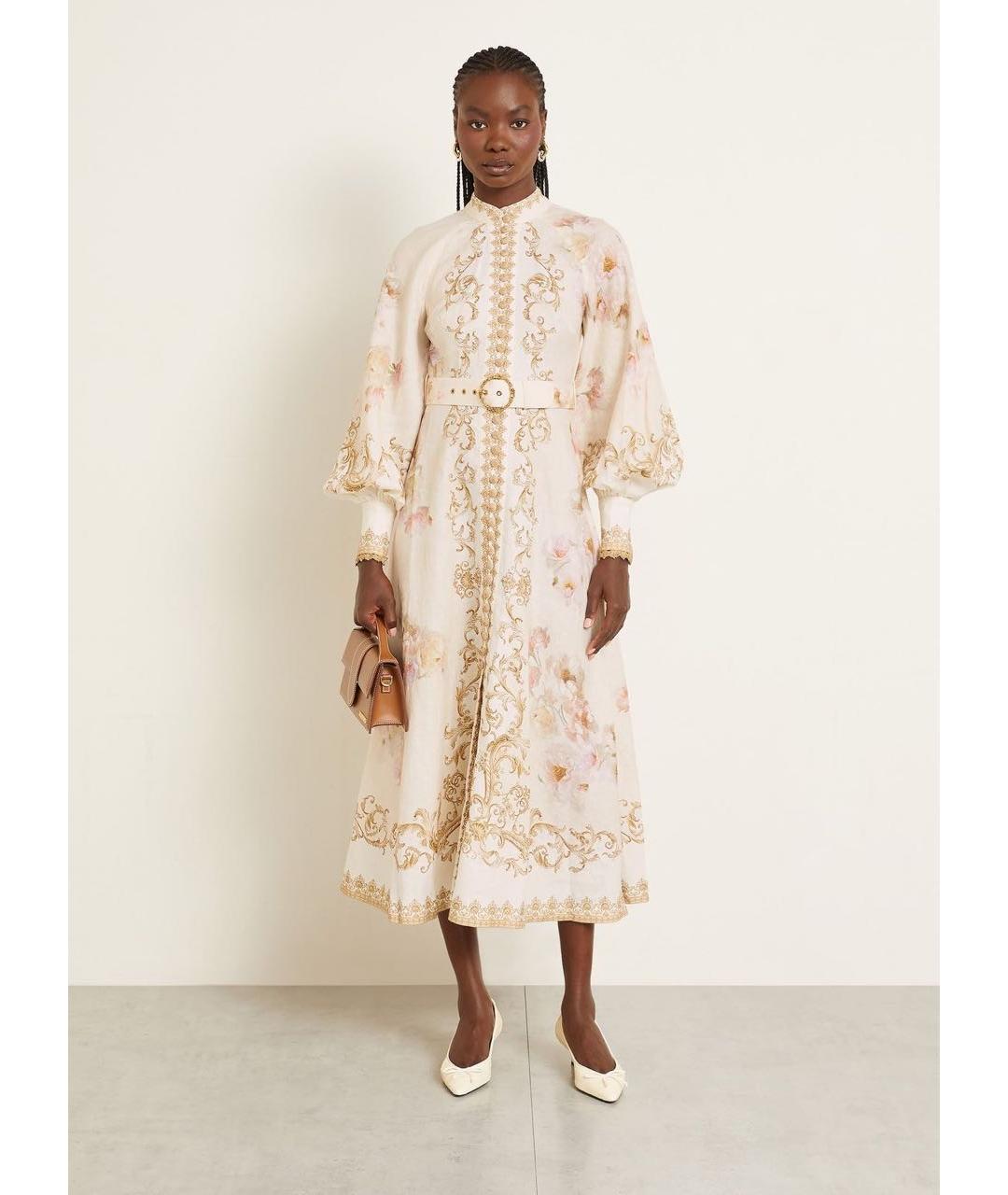 ZIMMERMANN Бежевое льняное коктейльное платье, фото 2