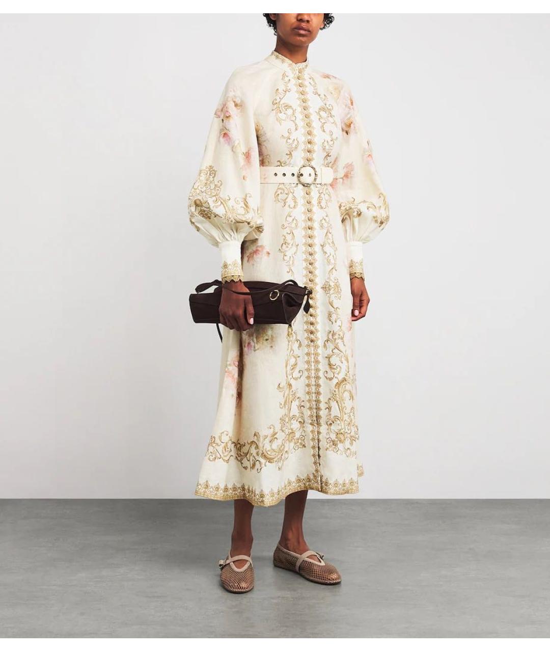 ZIMMERMANN Бежевое льняное коктейльное платье, фото 3