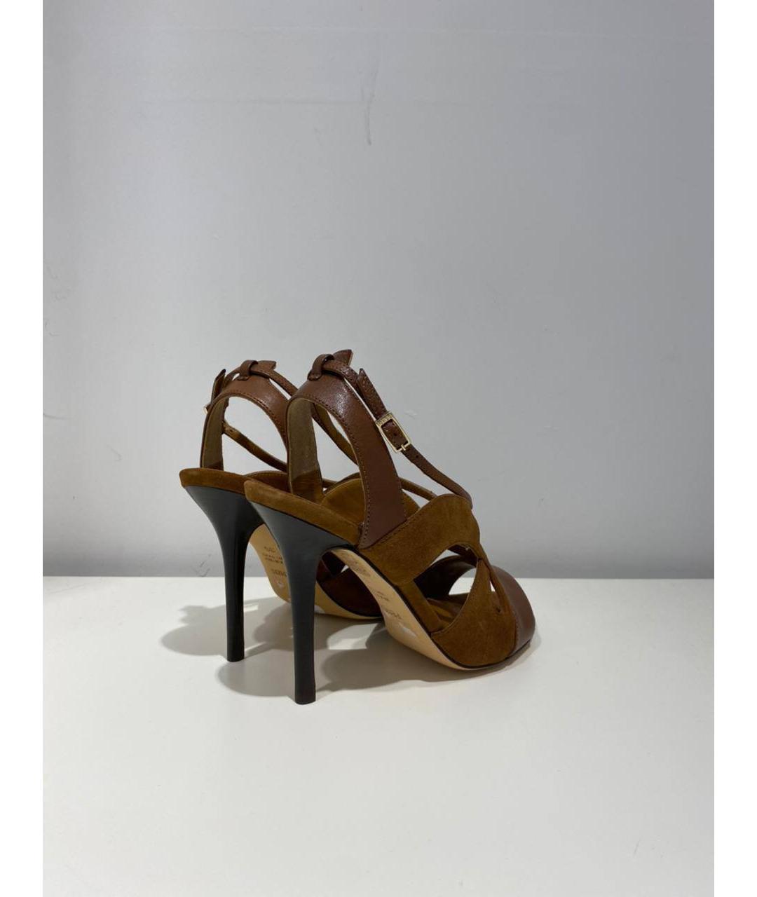 FENDI Коричневые кожаные босоножки, фото 3