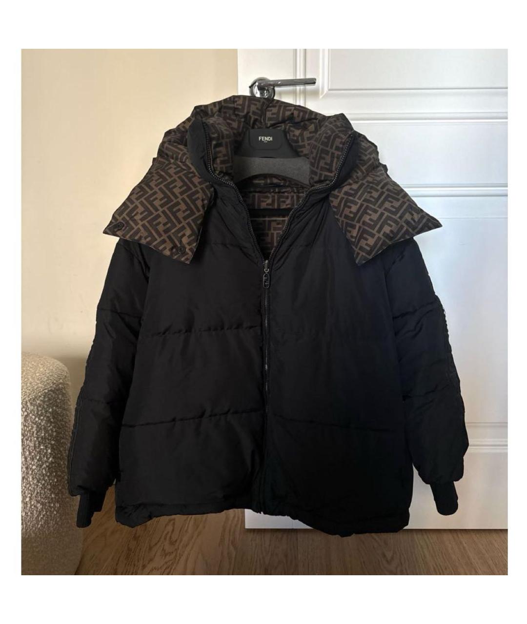FENDI Черный полиэстеровый пуховик, фото 4