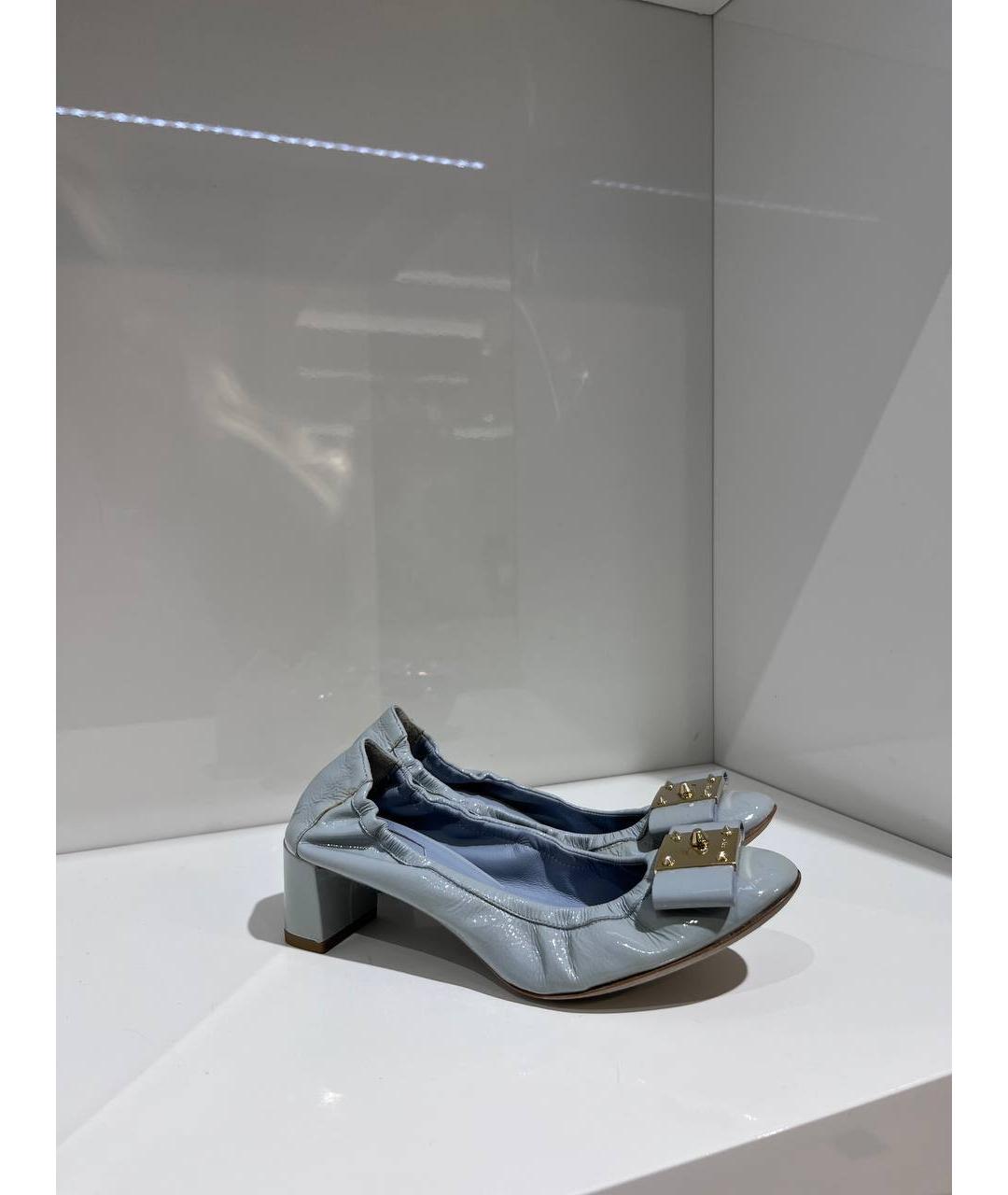 FENDI Голубые кожаные балетки, фото 3