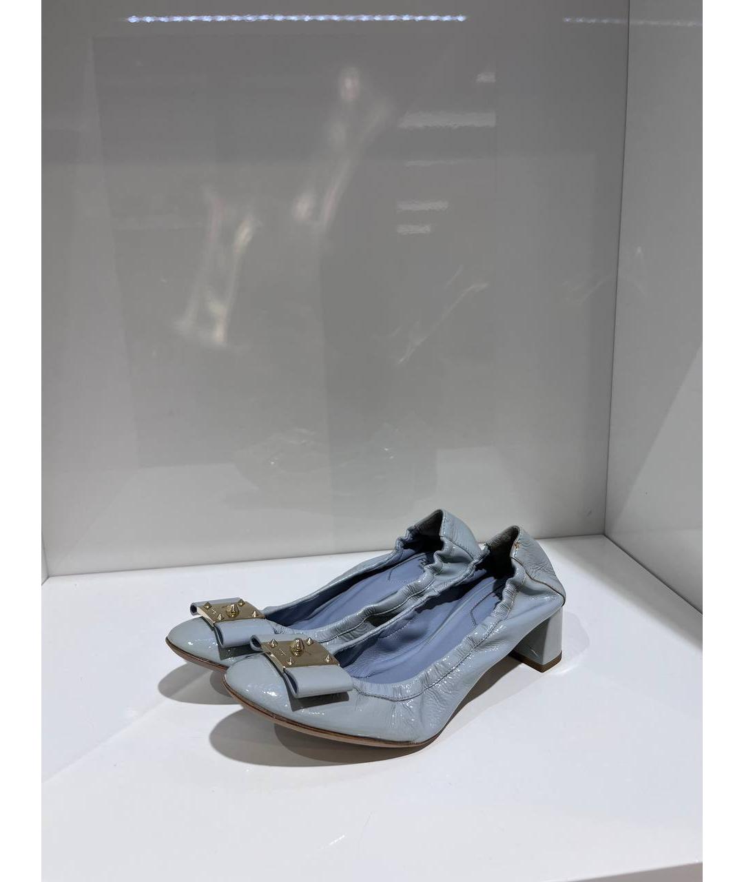 FENDI Голубые кожаные балетки, фото 2