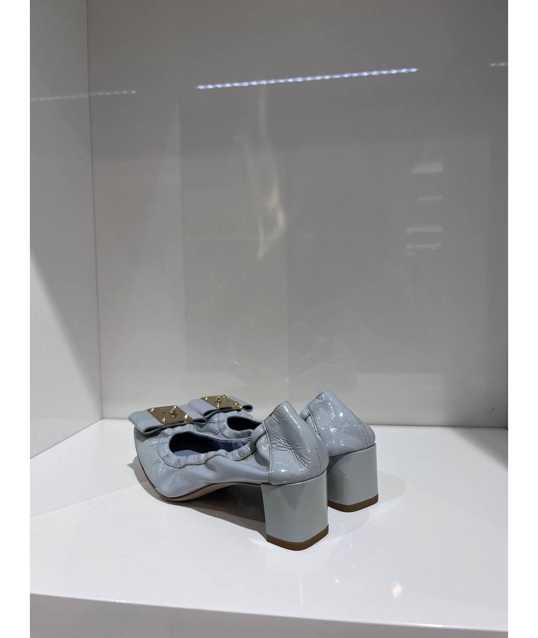 FENDI Голубые кожаные балетки, фото 4