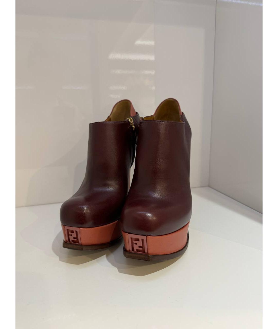 FENDI Коричневые кожаные ботильоны, фото 2