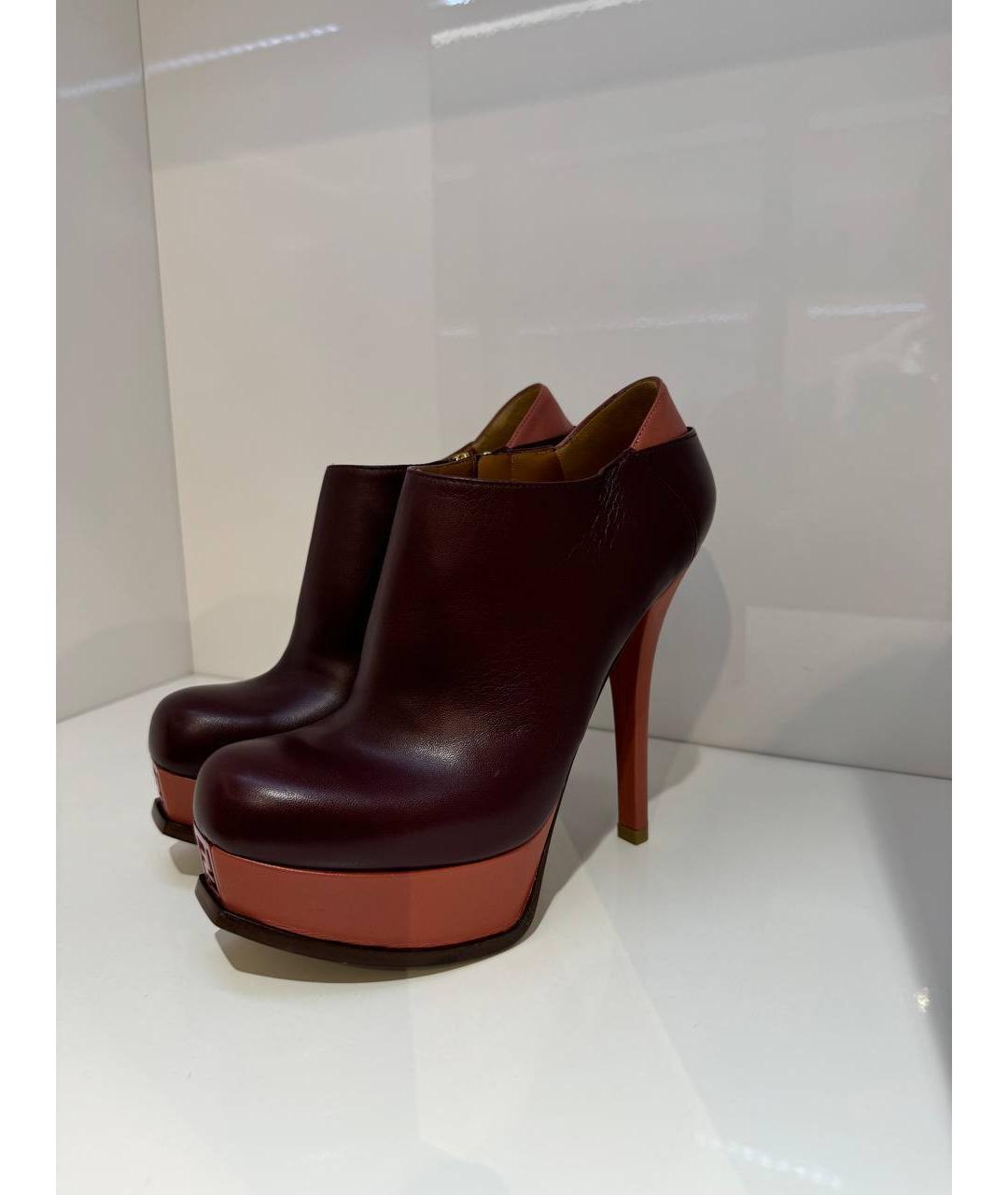 FENDI Коричневые кожаные ботильоны, фото 4