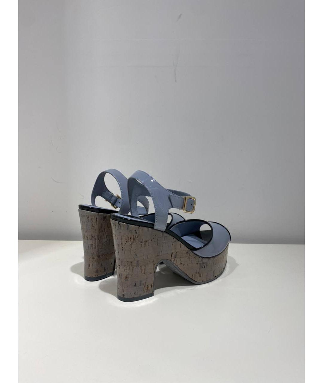 FENDI Голубые кожаные босоножки, фото 3