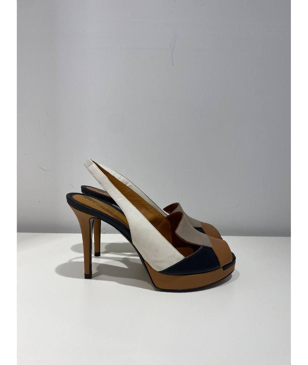 FENDI Коричневые кожаные туфли, фото 4