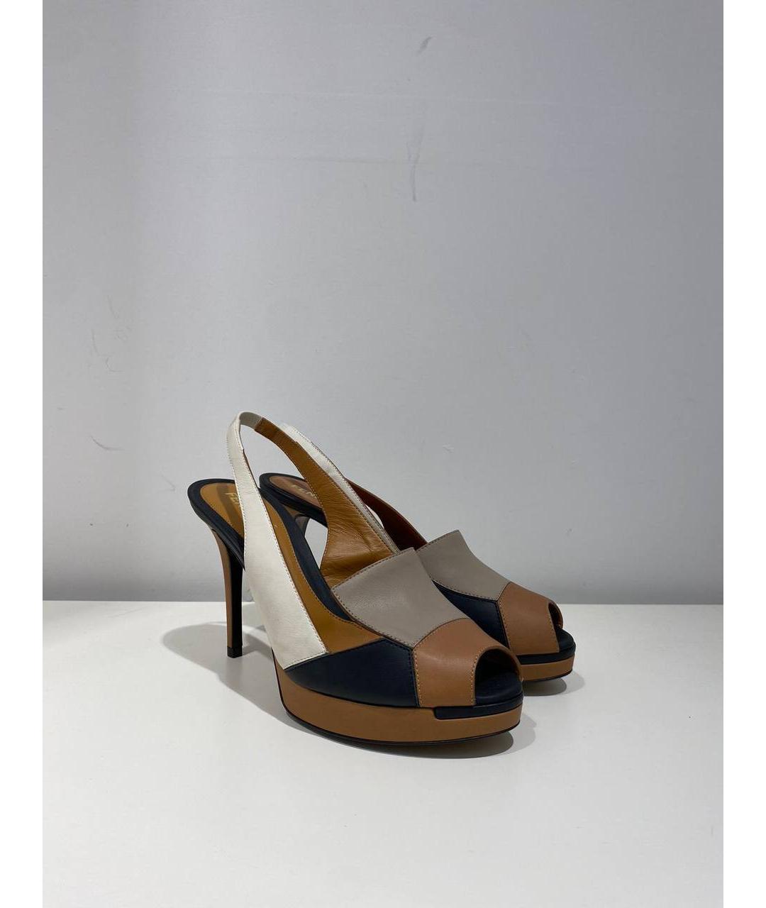 FENDI Коричневые кожаные туфли, фото 2