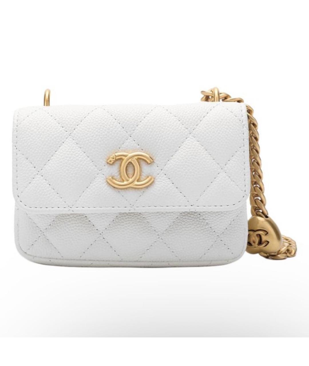 CHANEL Белая кожаная сумка через плечо, фото 9