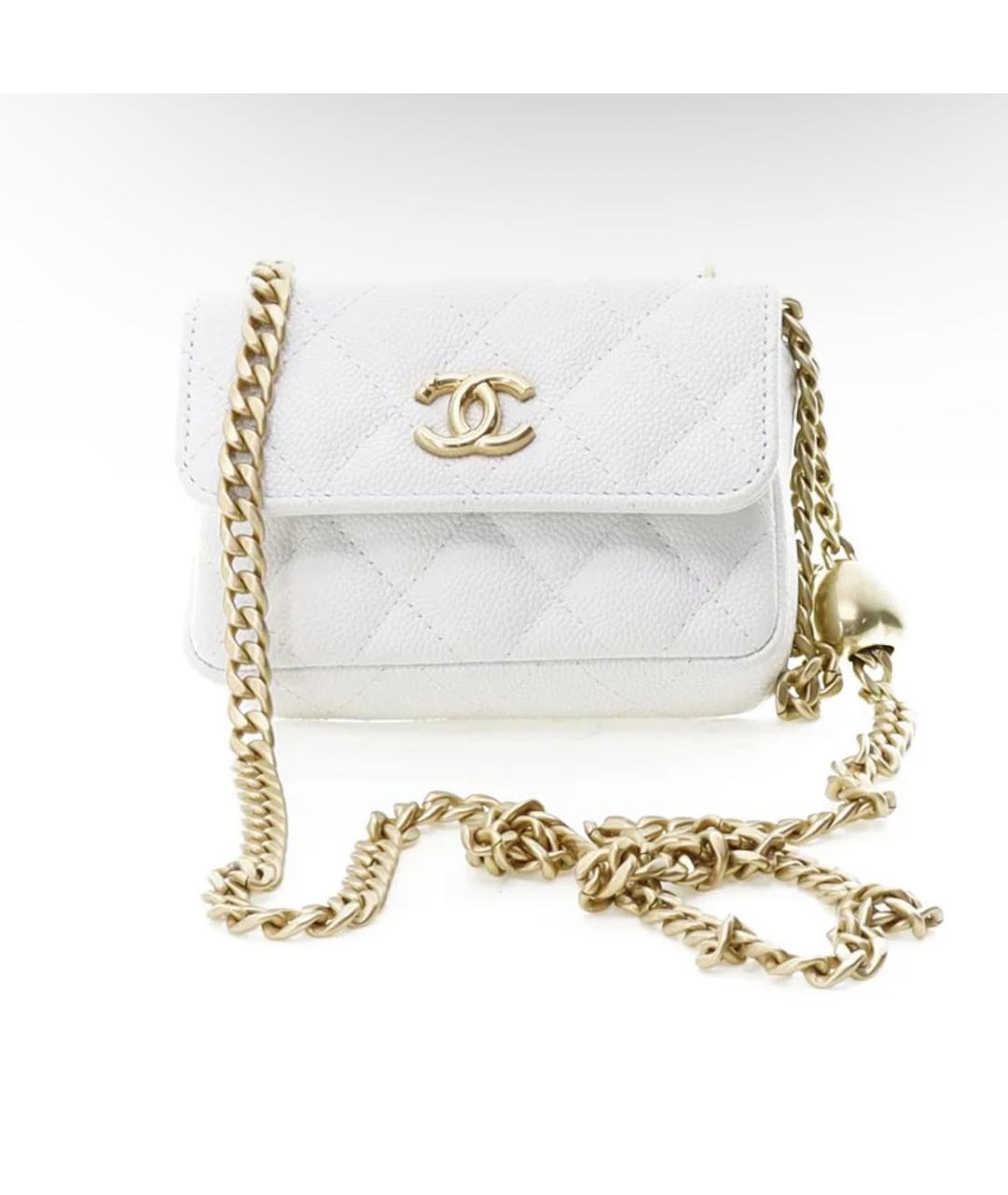 CHANEL Белая кожаная сумка через плечо, фото 2
