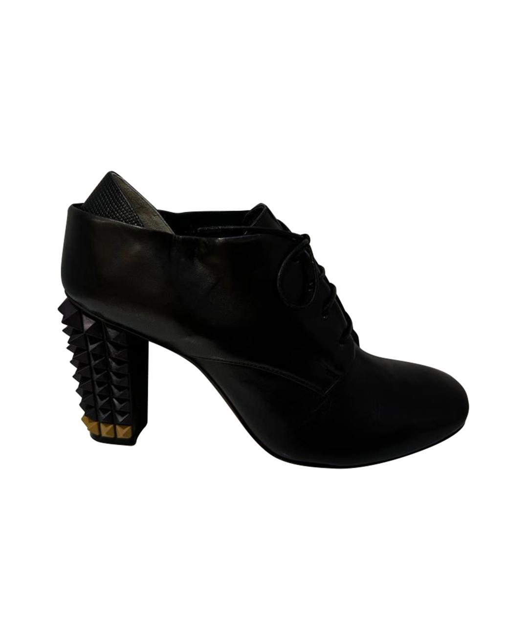 FENDI Черные кожаные ботинки, фото 1