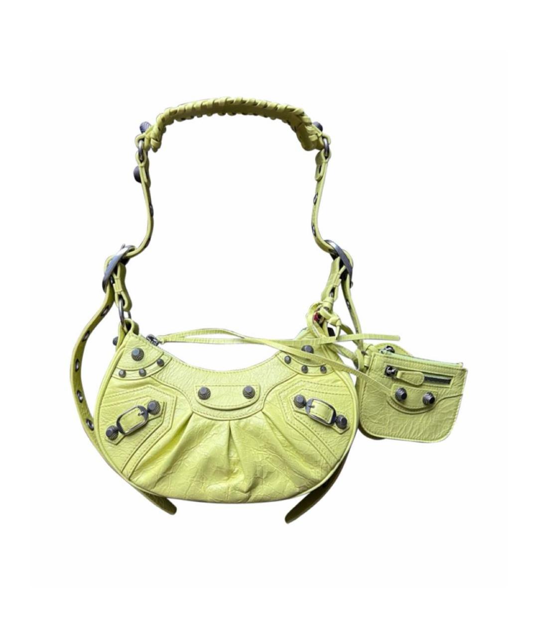 BALENCIAGA Желтая кожаная сумка с короткими ручками, фото 1