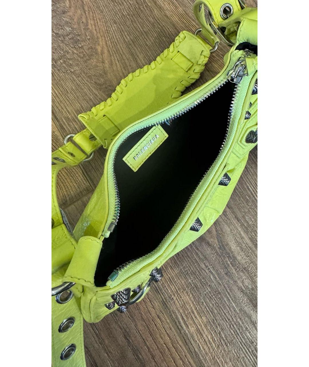 BALENCIAGA Желтая кожаная сумка с короткими ручками, фото 4