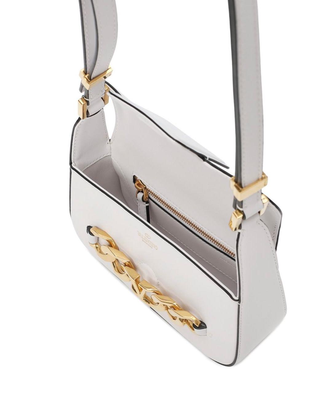 VALENTINO Белая кожаная сумка через плечо, фото 4