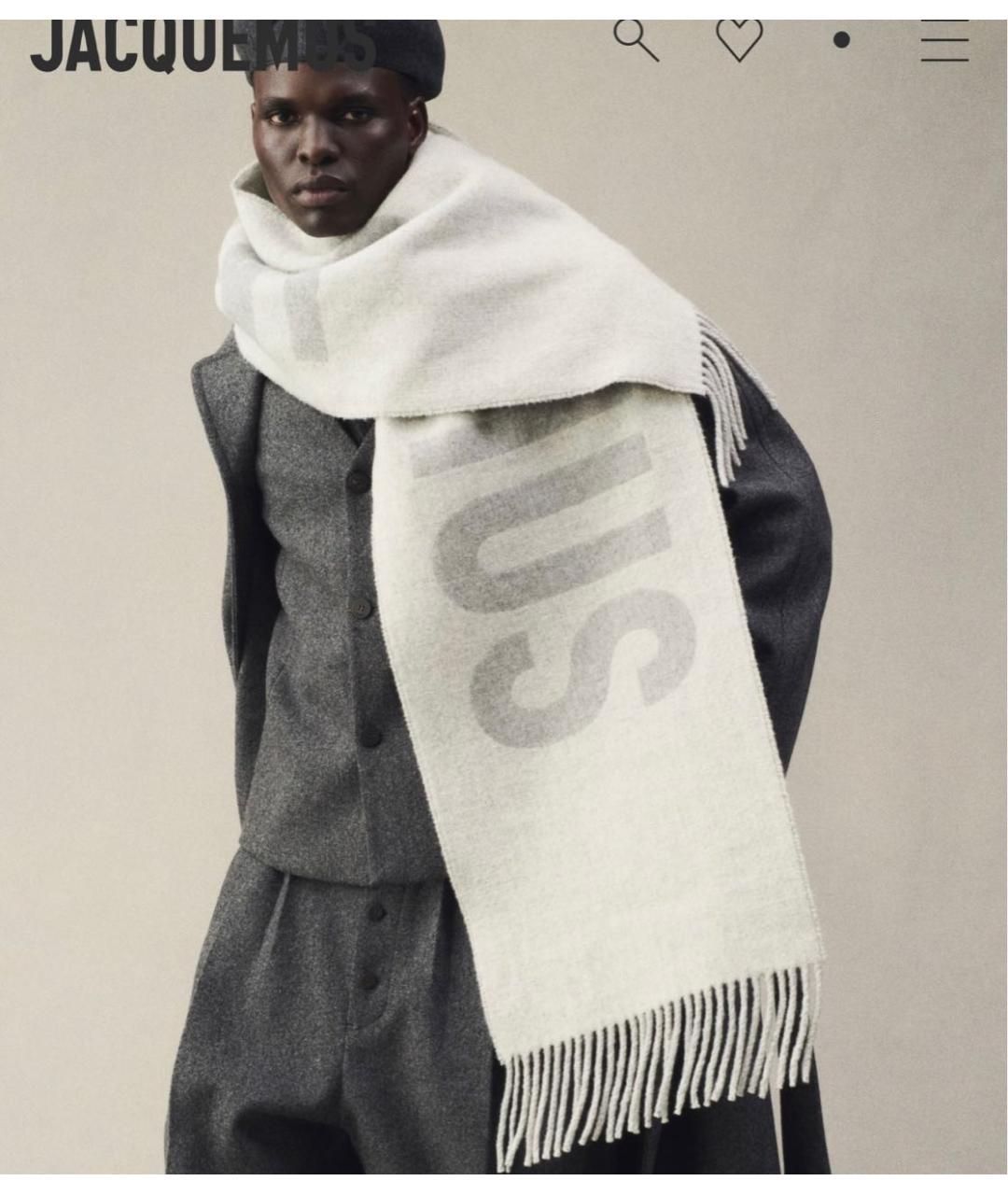 JACQUEMUS Серый шерстяной шарф, фото 7