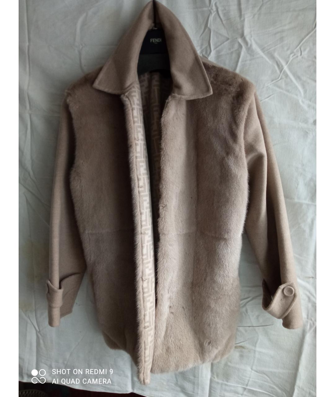 FENDI Бежевая шерстяная шуба, фото 7