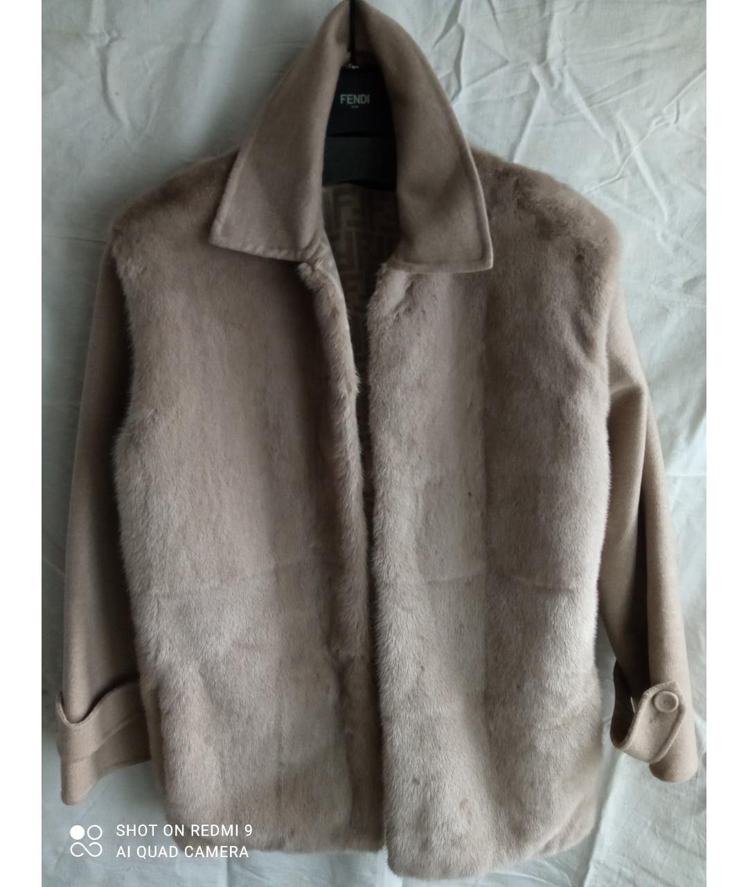 FENDI Бежевая шерстяная шуба, фото 8